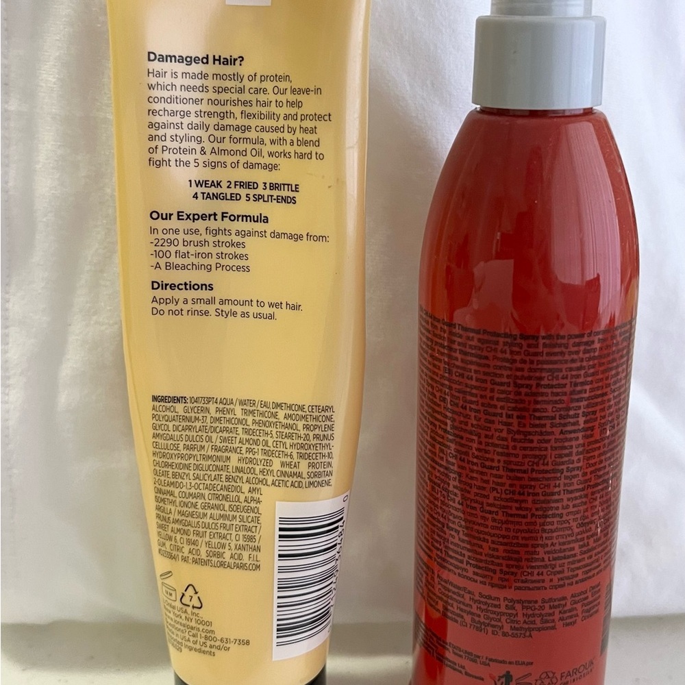 chi heat protectant spray & L'Oreal Paris Total Repair leave in conditioner
